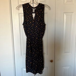 H&M Navy tank dress with yellow/gold flower print - NEW!